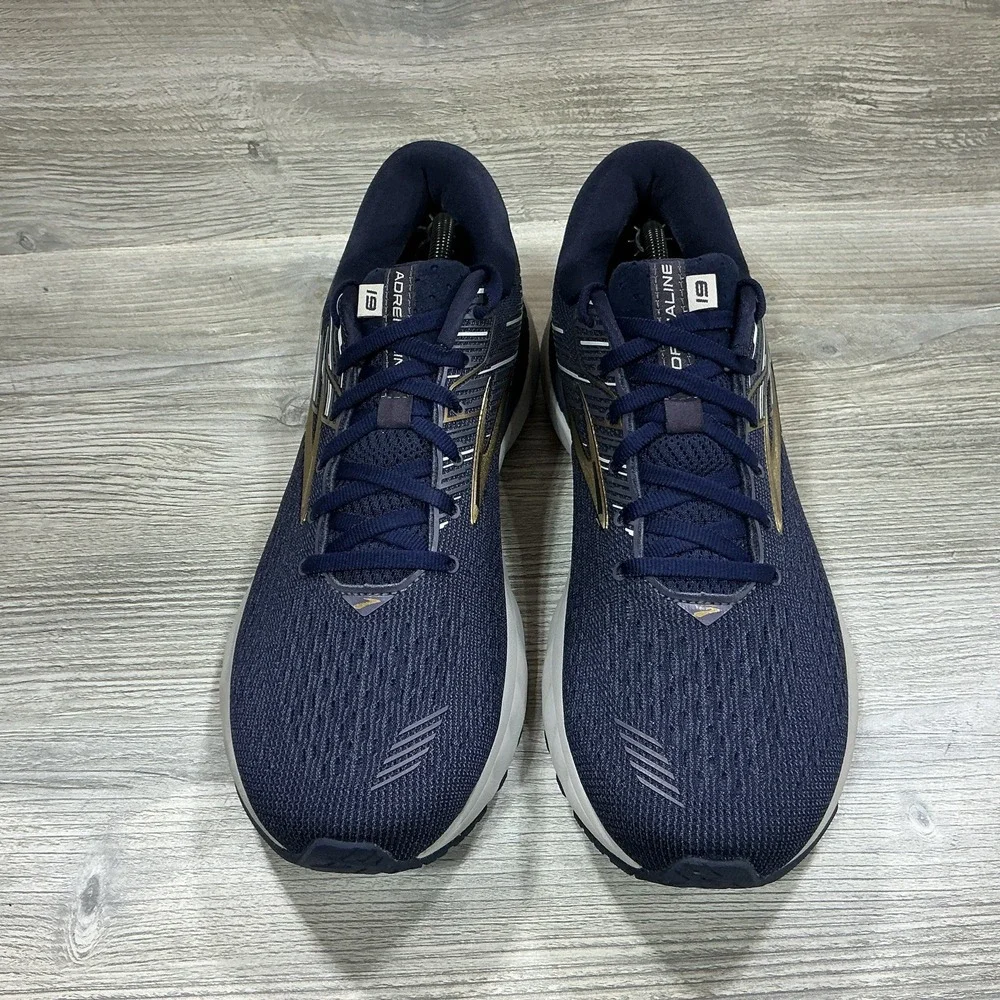 Brooks Adrenaline GTS 19 Mens Running Shoes Navy Gold Sneakers Size 11.5 D
